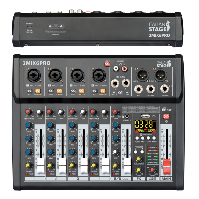 Mixer Audio con Lettore, Registratore ed Effetti  2MIX6 PRO
